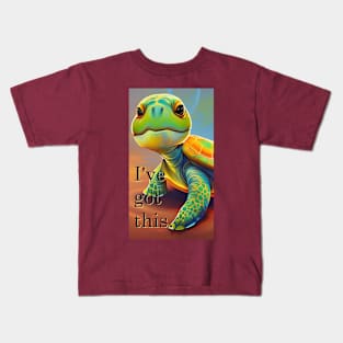 Confidence mantra with turtle, colorful artistic design Kids T-Shirt